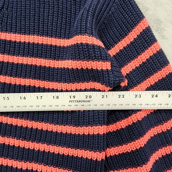 Gap Sweater Women L Blue Pink Striped V-Neck Button Front Cotton Cardigan Preppy - Picture 6 of 8